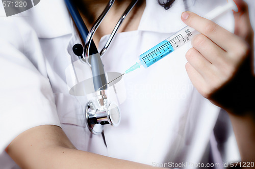 Image of Portrait of a young doctor with stethoscope.