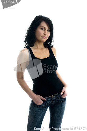 Image of sexy young woman white background casual clothes
