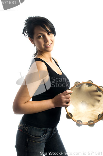 Image of sexy woman playing tambourine