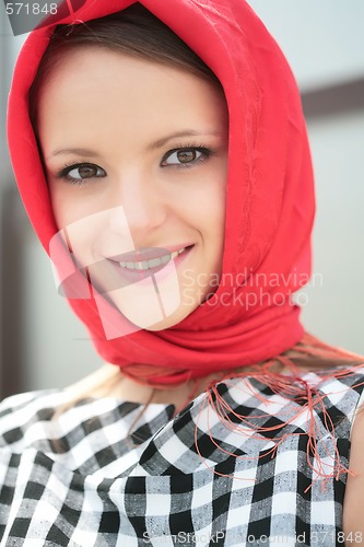 Image of pretty girl in red kerchief