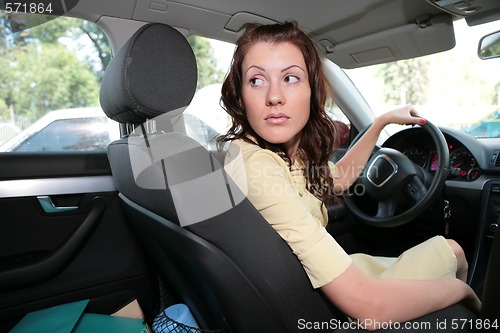 Image of woman in car