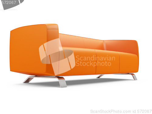 Image of Orange couch over white