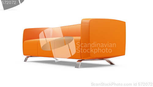 Image of Orange couch over white