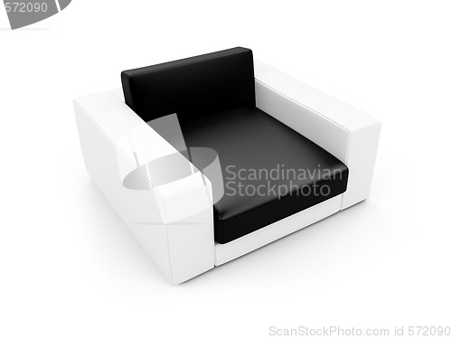 Image of Black and white color armchair isolated view