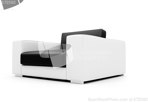 Image of Black and white color armchair isolated view