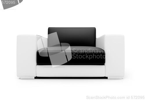 Image of Black and white color armchair isolated view