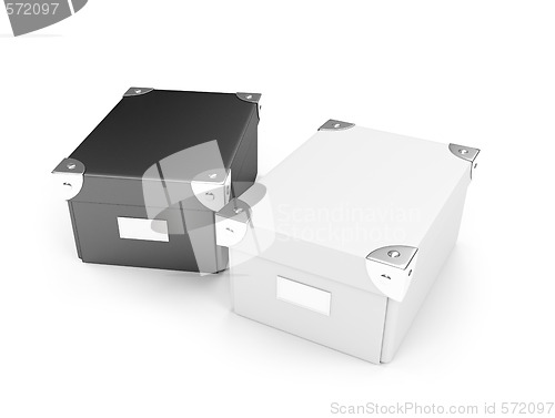 Image of Cardboard storage boxes isolated view