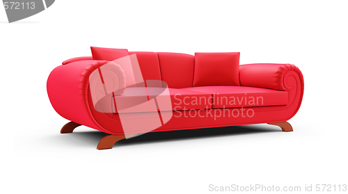 Image of Red divan over white