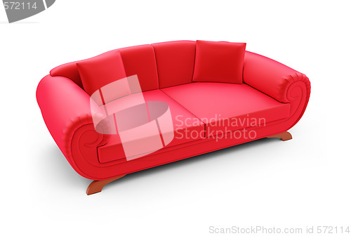 Image of Red divan over white