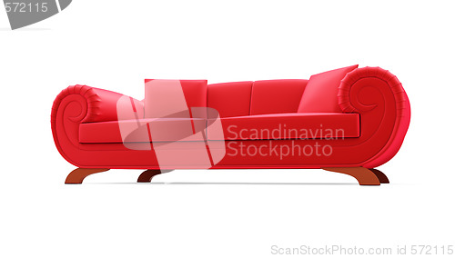 Image of Red divan over white