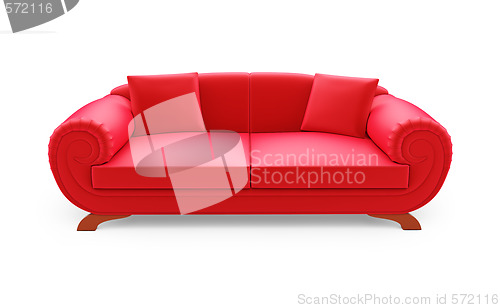 Image of Red divan over white