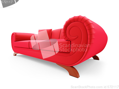 Image of Red divan over white