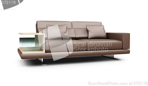 Image of Brown couch over white