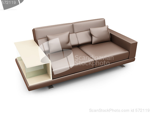 Image of Brown couch over white