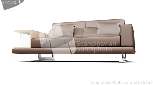 Image of Brown couch over white