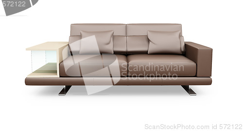 Image of Brown couch over white