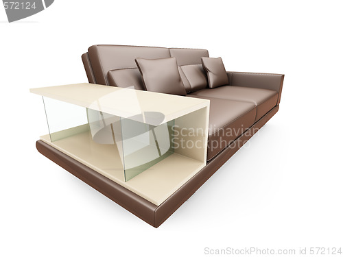 Image of Brown couch over white