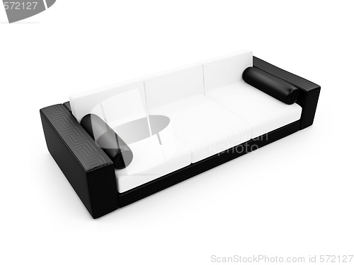 Image of Black and white color sofa isolated view