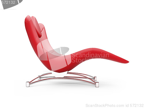 Image of Red chaise lounge over white