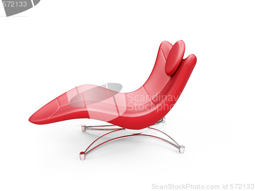 Image of Red chaise lounge over white