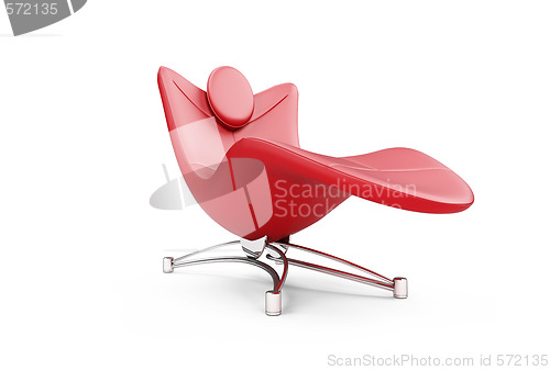 Image of Red chaise lounge over white