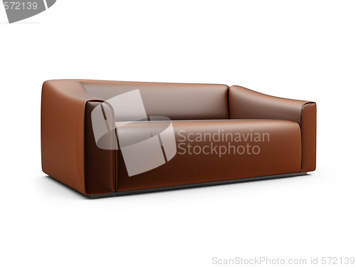 Image of Brown sofa over white