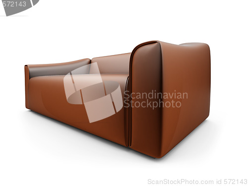 Image of Brown sofa over white