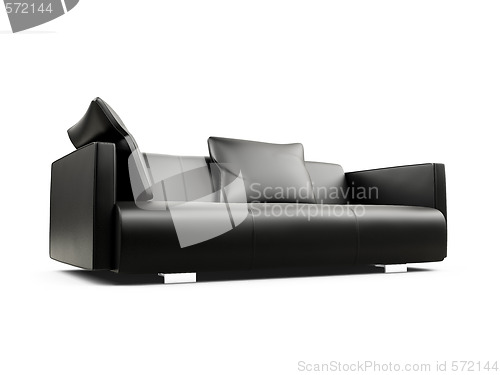 Image of Black sofa over white