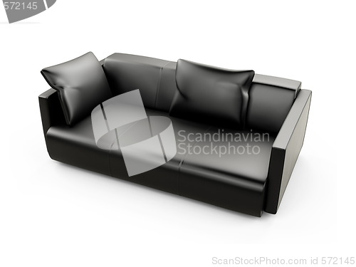 Image of Black sofa over white