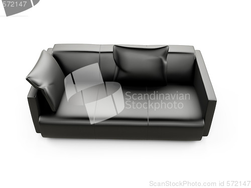Image of Black sofa over white