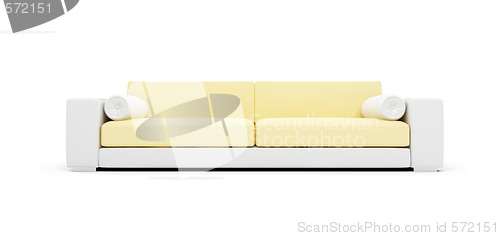 Image of White and yellow color sofa isolated view
