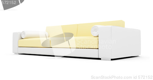 Image of White and yellow color sofa isolated view