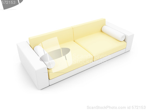 Image of White and yellow color sofa isolated view