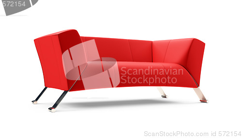 Image of Red couch over white