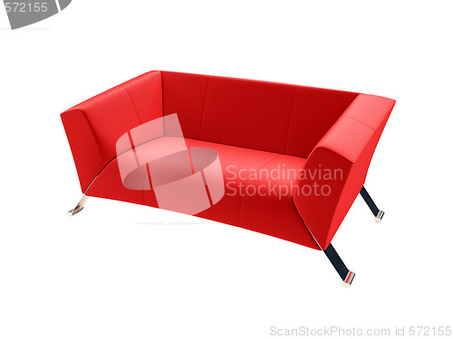 Image of Red couch over white