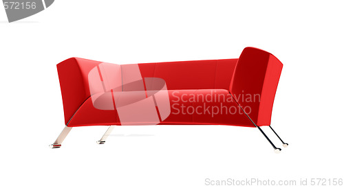 Image of Red couch over white