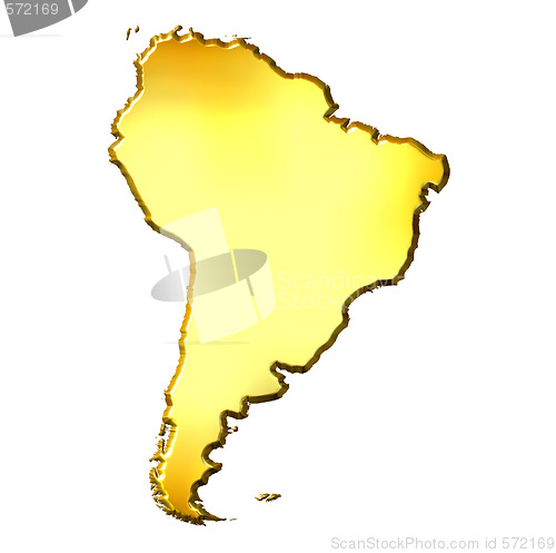 Image of South America 3d Golden Map