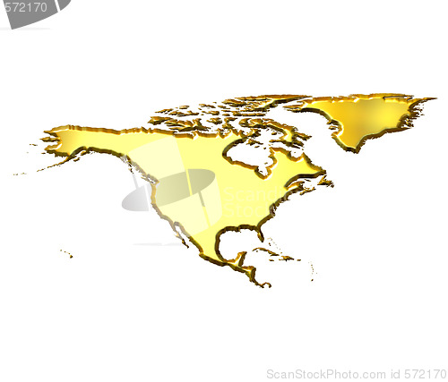 Image of North America 3d Golden Map