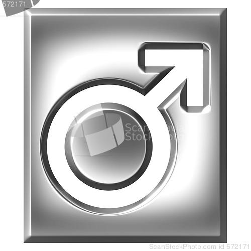 Image of 3D Silver Male Symbol Sign