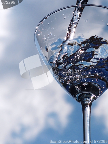 Image of Glass of pouring water with reflection