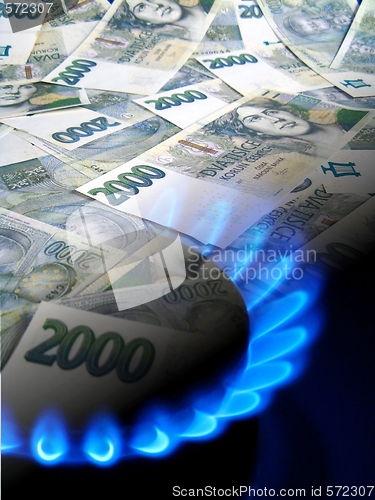 Image of Money and gas stove - Czech crowns