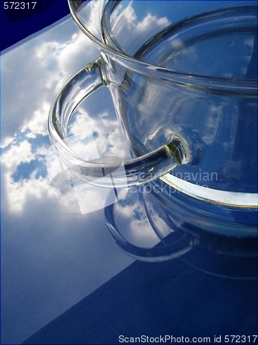 Image of Pot and water over blue sky