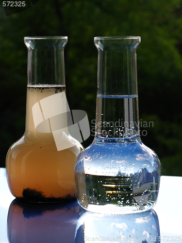 Image of Carafe of clean and dirty water