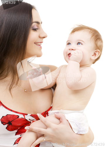 Image of baby boy in mother hands