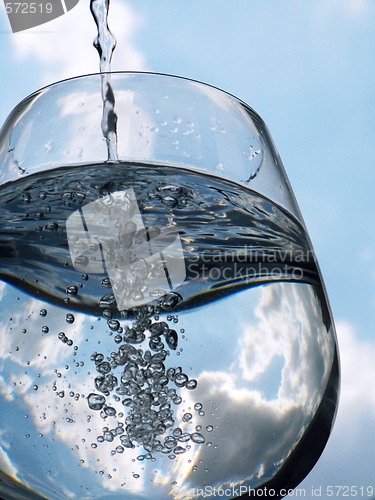 Image of Glass of pouring water with reflection