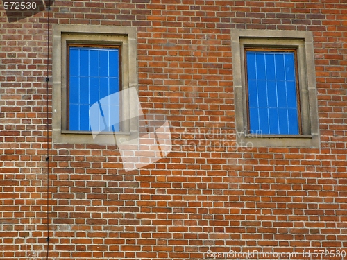 Image of Old wall  and windows - bricks