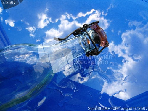 Image of Glass bottle and water