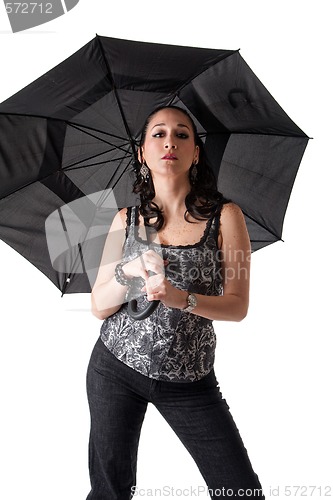 Image of Beautiful woman with umbrella