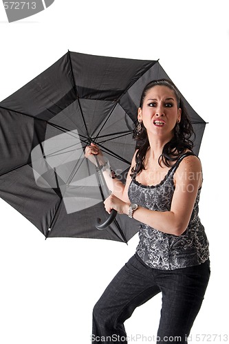 Image of Mad woman with umbrella