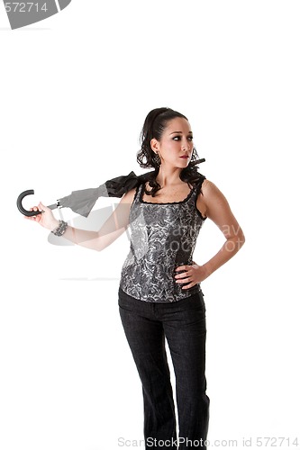 Image of Beautiful female with umbrella